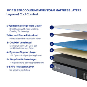 BSleep Cooling Memory Foam Mattress - Queen Size | Bellona